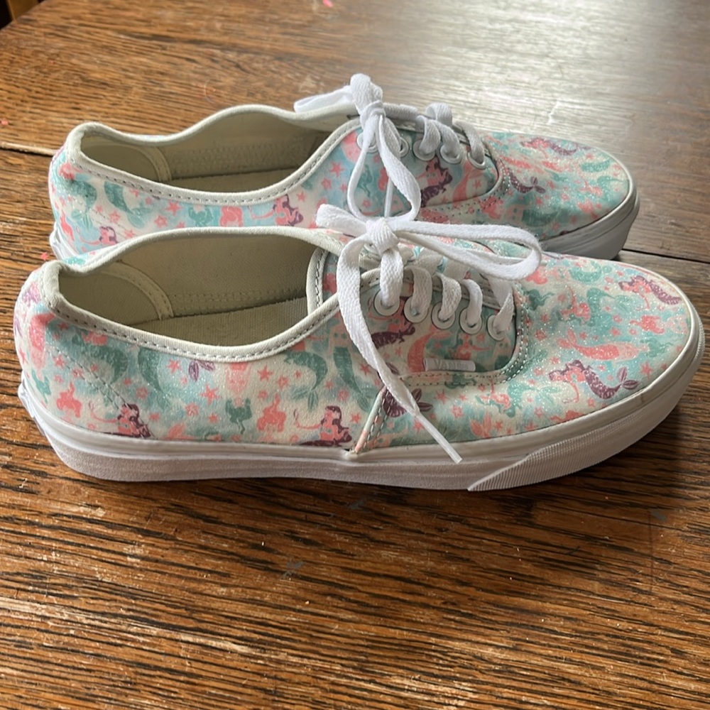 NWOT Vans Authentic Mermaid Ice Flow Glitter Low Top White Skate Shoes Size 8.5 - Picture 2 of 10